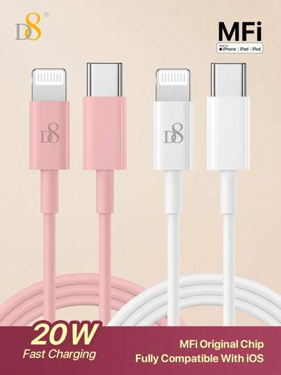 D8 USB-C To Lightning Charger Cable, MFi Certified Charger Cable TPE(1M,3.3FT)USB 2.0 Power Delivery Type C Charging Cord, PD Fast Charging Compatible With I Phone 14 Pro/13 Mini/13/12/11 Pro MAX/XR/XS/8/7/Plus/6S/SE/IPad USB-C To Lightning Cable I Phone Fast Charging Cable USB-C To Lightning PD Charger Type C
