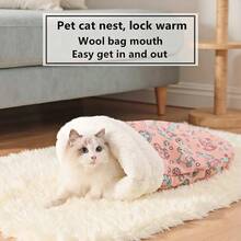 Cozy Cat Cave Bed - Enclosed Sleeping Bag For Kittens & Small Dogs - Ultra-Soft, Machine Washable Lamb Fleece - Perfect Retreat For Ultimate Comfort & During Fall & Winter - N50Bluecatbag - Xem 3