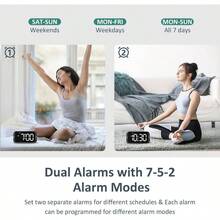 - Reloj despertador digital dual para recmara, fcil de instalar, 0 - atenuador, cargador, 5 sonidos de volumen ajustable, modo de da laboralfin de semana, repeticin, 1224 horas, - Negro - Blanco Led - Ver 4