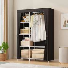 便携式衣柜，衣物收纳柜，3-4层大容量简约衣柜，卧室衣柜，家用布艺衣柜，适用于出租房/宿舍，衣物收纳，坚固耐用组装式布艺衣柜 - 彩色 - 查看 17