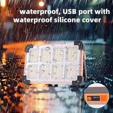 1/2pcs Outdoor Solar Spotlight, 144 LED Portable Handheld Lamp With 3*1200mAh Rechargeable Battery, USB Charging Or Solar Powered, Emergency Lighting & Power Bank Function, Suitable For Home, Night Walk, Camping - Orange - View 4