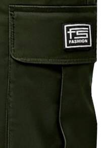Men's Casual Outdoor Cargo Pants, Fashionable Drawstring Waist Workwear Trousers Spring Sports - Army Green - View 3