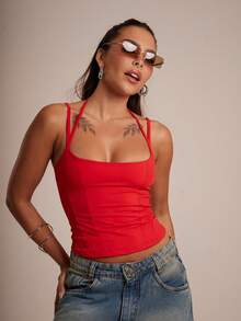 Women's Tank Top, Strap Tank Top, Polyamide Tank Top, Halter Top - 紅色 - 查看 1