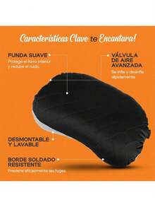 Nature Throne Almohada Inflable Ultraligera para Camping, Mochilero, Viaje, Excursionismo - Funda de Espuma Lavable, Correa de Sujeción y Soporte Ergonómico - Compacta y Portátil - 1 - Ver 5