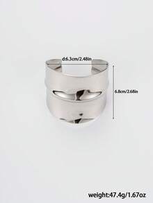1pc Exaggerated Geometric Asymmetrical Curve Smooth Bangle, Liquid Wrinkle Texture Metal Wrinkle Bracelet, Personalized Versatile Alloy Cuff, Thick Bracelet For Women, Silver Wide Wrist Stacking Fashion, Statement Cuff Bracelet, Fashionable Jewelry Gift Accessory, Women Silver Bracelet, Accessory