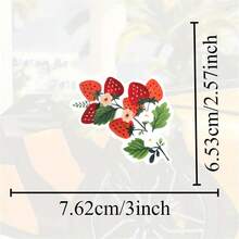 1 Miếng dán cành hoa dâu tây bằng nhựa vinyl chống thấm nước kích thước 3″ có thể tháo rời – Miếng dán hình hoa quả sáng tạo ngoài trời bền bỉ cho máy tính xách tay, ốp điện thoại, sổ tay, bình nước, ván trượt, ô tô & đồ trang trí nhà cửa – Miếng dán thời trang, miếng dán xinh xắn - Nhiều màu - Xem 2