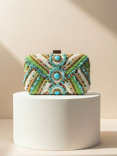 Sacs de soirée à rabat de couleur verte avec broderie, perles à la mode pour fête, mariage. Sacs embrayage pour vacances, cadeau de Noël pour fille. Sacs à main avec chaîne pour l'épaule