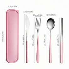 1 Set Portable Plastic Striped Cutlery Set, Camping Tableware, Reusable Spoon & Fork Set With Storage Box, Suitable For Picnics & Daily Use,Kitchen,Christmas Gift Back To School,School Supplies - Nhiều màu - Xem 11
