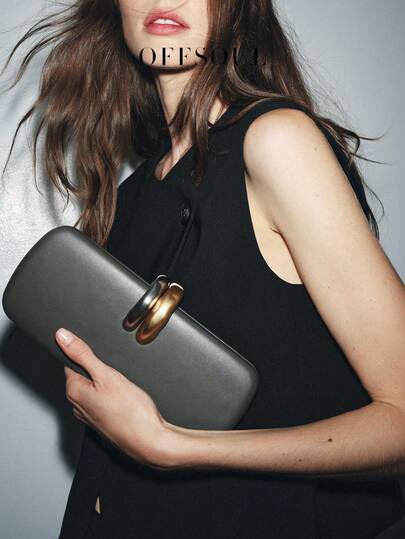 硬壳盒式手拿包，复古蛇骨链带钱包，不对称晚宴包，适合派对、宴会、女士单肩包和斜挎包