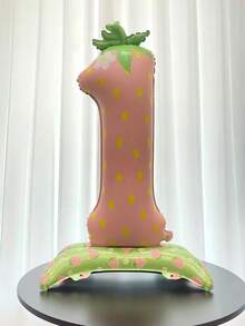 1個啞光草莓數字1立式裝飾氣球，包含粉色與紅色草莓數字氣球，適合草莓甜美1歲生日裝飾、莓果主題派對、迎新派對、草莓女孩水果主題派對裝飾 - 彩色 - 查看 11