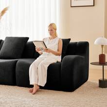 mikibama 2-Seater Modular Sofa, Can Be Combined With A Middle Module And A Footstool Module - màu đen - Xem 4