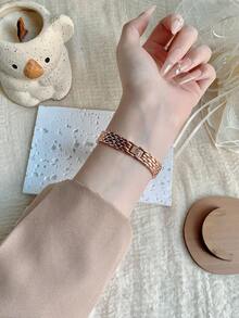 1pc Gold/Silver Women's Watch Simple, New Rhinestone Wine Barrel Dial Atmospheric, Fashionable, Casual, Versatile, Quartz Watch Suitable For Everyday Decoration