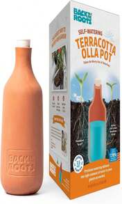 Back To The Roots Self-Watering Terracotta Olla Pot (Pack Of 3), 700mL Provides 1 Week Of Precision Watering - Đỏ và trắng - Xem 1