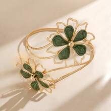 1pc Fashionable Elegant Vintage Open Flower Arm Cuff, Suitable For Daily Gatherings, Valentine's Day Gift, Mother's Day Gift, And Gifts For Family