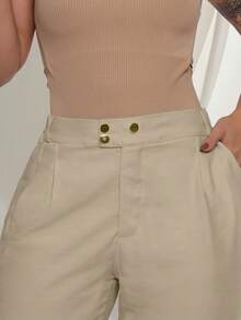 Women's High Waisted Elastic Waist Wide Leg Pants With Pockets Elegant Formal Wear - Màu be - Xem 8