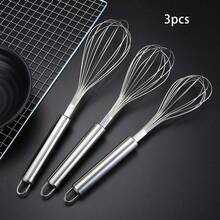 3 - Piece Stainless Steel Whisk Set, Durable Hand Mixers With Sturdy Handles For Blending, Whisking, Beating Eggs, Batters, Sauces And More In Baking And Cooking