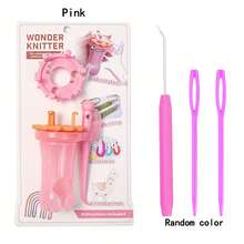 1 套 Wonder Knitter 纱线绕线机套件，带可互换双头旋转线制作器、拾线器、2 根塑料缝纫针、DIY 工艺羊毛编织针工具、手动双头组合可换头编织手链绕线机（带英文说明书）- 耐用塑料材质