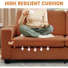 Sofá Moderno de Pana 83" para 3 Personas, Asiento Profundo, Reposabrazos Anchos, Fundas Lavables, Sillón Cómodo para Sala, Recámara o Espacios Pequeños, Naranja - Naranja - Ver 7