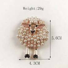 1pc Fashionable Cartoon Sheep Shaped Brooch With Artificial Faux Pearl For Women Party Outfit Jacket Decoration - 粉色 - 查看 4