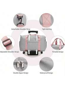 TOCOZOC Maleta Deportiva Bolsa de Deporte Gym con Compartimento para Zapatos y Bosillo Impermeable, con Neceser y Funda para Zapatos, Bolsa de Viaje Impermeable para Entrenamiento, Deporte - Gris - Ver 12