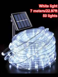 Luces de cadena LED solares impermeables, luces de tubo y cuerda, guirnalda navideña, luces de hadas, iluminación decorativa para exteriores y días festivos - Multicolor - Ver 17