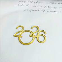 1pc/3pcs/6pcs Happy New Year & Merry Christmas Gold Acrylic Cake Toppers, Suitable For New Year Party And Christmas Cake Decoration