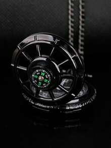 Steampunk Plain Pocket Watch, Black Quartz Necklace Pocket Watches Chain For Men And Women, Birthday, Wedding And Anniversary Gifts