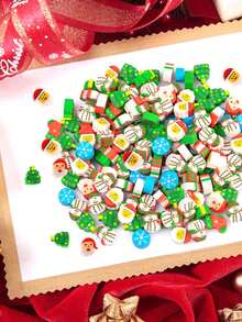 100 piezas - Borradores miniatura de Navidad, perfectos para niños, vendidos a granel. Borradores de novedad adorables con formas de borradores de lápiz que presentan a Papá Noel, muñecos de nieve y calcetines. Ideal como recuerdos de fiesta de Navidad o recompensas por trabajos escolares en casa. Excelente para llenar los calcetines de Navidad (extremadamente pequeño, no compre si el tamaño es una preocupación).