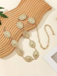 Boho 1pc Women Oval Decor Chain Belt Halloween Summer, School Fall, Autumn, Halloween - 香檳色 - 查看 6