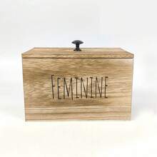 Caja de almacenamiento de tampones de madera rústica de estilo de granja con tapa - Organizador de baño versátil para productos femeninos, accesorio de decoración del hogar Almacenamiento de tampones para baño Pequeño gabinete de almacenamiento de baño