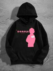 (Double-Sided Printing) SONDER Print Fashion Casual Men Hoodies Oversized Comfortable Streetwear Pullover Hooded Sweatshirt For Men Retro Graphic Design Long Sleeve Lounge Hoodie - màu đen - Xem 2