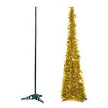 LIVINGANDHOME Living And Home Collapsible 1.2M Pop Up Tinsel Christmas Tree With Base,Christmas Decoration,Xmas Decor Tree - Gold - View 3