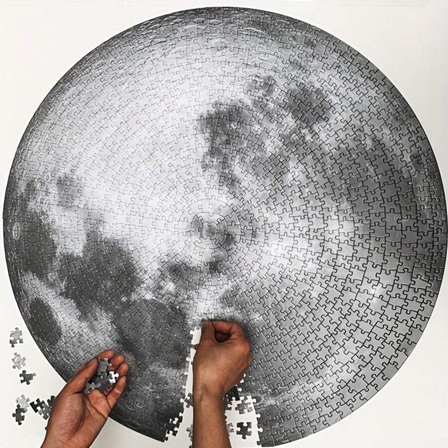 1000pcs Round Moon Phase Jigsaw Puzzle, Adult Size - Large Scale, Challenging Brain Teaser, Home Decor, Durable Paper Material - Multicolor - View 1