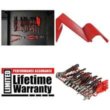 62003 - Rack rojo para alicates de 16 ranuras - Mantenga los alicates organizados en el cajn de herramientas - Las ranuras de 3/4 de pulgada se ajustan a la mayora de los alicates - El revestimiento de PVC protege los alicates y evita el deslizamiento - Rojo - - Ver 1