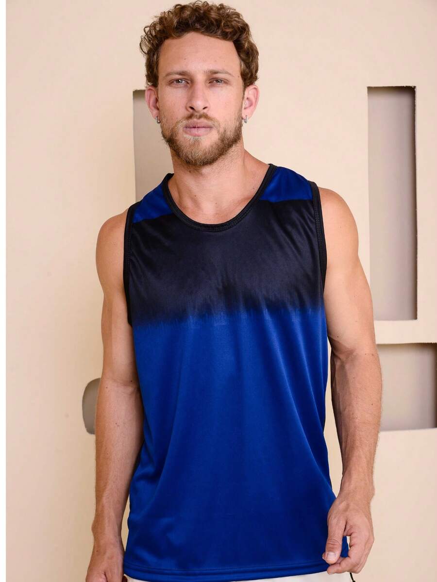 Men's Sublimated Grade Breathable Tank Top For Workout Gym Simple Summer Regular Fit No Halloween - 寶藍色 - 查看 1