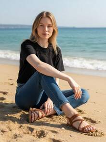 Sandalia Samar Trenza 100% Artesanal Mujer - Marrón Chocolate - Ver 4