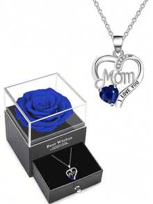 Impressive Gift, Heart-Shaped "Mom" Elegant Rose Flower Pendant Necklace, Perfect For Mother's Day, Thanksgiving, Christmas, Anniversary Gifts For Mother, Family, Friends, Yourself. Comes With A Premium Rose Flower Gift Box, Adding A Touch Of Elegance And Making The Gift Visually Stunning And Unforgettable. A Thoughtful Keepsake, The Perfect Choice For Cherished Memories.