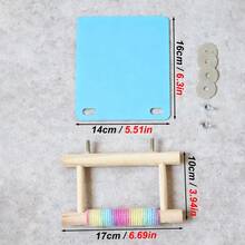 1 peça de poleiro de madeira para papagaio com corda de sisal, espelho de acrílico, brinquedo de treinamento para pássaros, plataforma de escalada minimalista em escada de madeira, adequado para pássaros o ano todo - Multicolorido - Ver 4