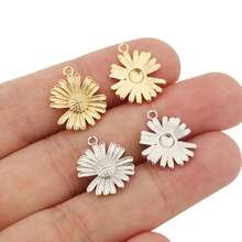 3pcs/10pcs Set Fashionable DIY Semi-Finished Jewelry Accessories, Exquisite Sunflower Pendant, 18K Gold Plated Copper, Versatile Minimalist Design, Suitable For Any Jewelry - Sunflower Pendant - View 2