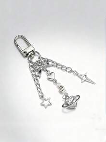 1pc Silver Alloy Star & Heart Wallet Charm, Bag Accessory, Wallet Decor, Women's Fashion Accessory, Minimalist Style Suitable For Outings, Gift For Girlfriend, Birthday, Christmas