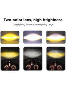 2 Pieces 80W Dual-Color LED Car Motorcycle Headlights With White Aperture, Three Lighting Modes, Unique Design, Shockproof, Waterproof, Durable - Black - View 2