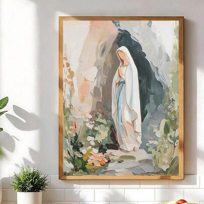 1 pieza Pintura artística moderna Nuestra Señora de Lourdes, obra de arte Virgen María católica cristiana para decoración del hogar, Pintura acuarela Nuestra Señora de Guadalupe decoración religiosa cristiana para el hogar, Última Cena pintura artística al óleo, arte religioso, decoración de dormitorio, decoración de sala de estar, arte de pared, decoración de pared, decoración del hogar, decoración de habitación, arte de pared en lienzo, carteles, arte de pared con marco, marco opcional