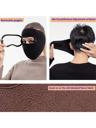 1 pieza de máscara facial de invierno neutra y cálida con orejeras, máscara facial completa, casco protector, máscara facial, a prueba de viento para ciclismo, pasamontañas de esquí
