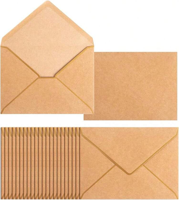 50 Pack Envelopes Dark Green 5 X Self-Adhesive V Flap Envelopes With Gold Border Office, Greeting Card, Wedding, Graduation, Shower, Parties, Invitations (Dark Green, 5x7) - Kraft Brown - View 12