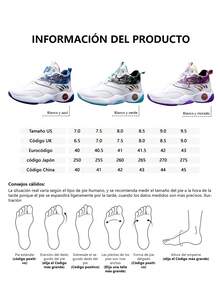Tenis de baloncesto para hombre, Zapatos deportivos de hombre, Tenis altos de moda, Zapatillas con diseño gráfico, Tenis para deporte y uso diario, Zapatos de baloncesto para hombreCalzado deportivo blanco y colorido, Tenis antideslizantes con soporte, Zapatillas con amortiguación - blanco y azul - Ver 9