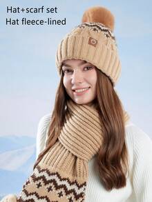 3pcs/2pcs Women Jacquard Hat, Scarf And Gloves Set, Thick Knitted Warm Winter Hat, Neck Warmer Scarf, Christmas Gift For Women, Autumn/Winter Skiing, Cycling, Hiking, Mountaineering Accessories, Christmas Present Valentines Gift - Multicolor - View 21
