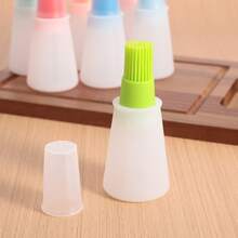 1 pieza Brocha de silicona para aceite, brocha para untar con tapa y escala de medición para cocina, hornear y asar a la parrilla