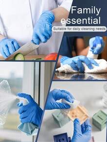 50/100pcs Disposable Nitrile Gloves, Blue Color, Oil & Water Resistant, For Kitchen Cleaning, Painting, Art, DIY Protection