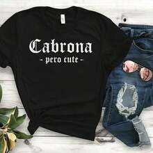 Women's-ShirtCabrona Pero Cute - Shirt Tshirt Mexican Mexico Hispanic Font Intelligent Fearless Clothing Womens Female Girl Latina Latino Humor FunFashionable Women's Clothingshirts,Clothes,White Top,Graphic Tee,Suitable Gym, Workouts, Everyday Casual Wear, And Street Style. - 黑色 - 查看 7