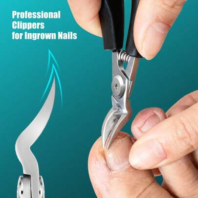 1 pieza Cortaúñas curvo negro, cortaúñas para uñas gruesas y encarnadas súper afilado y duradero, recortador de uñas de acero inoxidable artesanal, adecuado para hombres, mujeres y personas mayores, con hoja curva